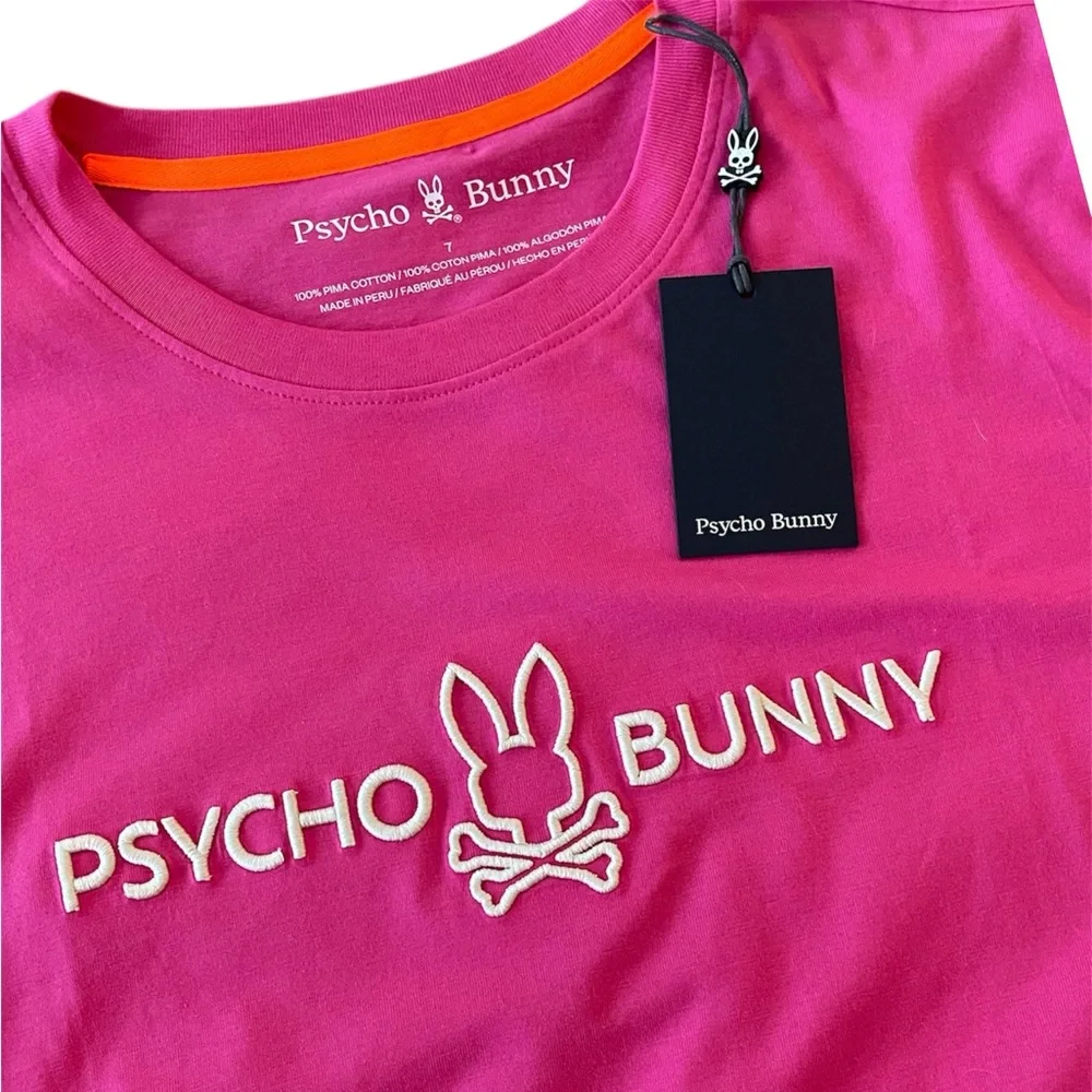 Psycho Bunny Fuchsia Men’s Classic Crew Neck T-Shirt with Logo (Size 7-XL) - Picture 4 of 5
